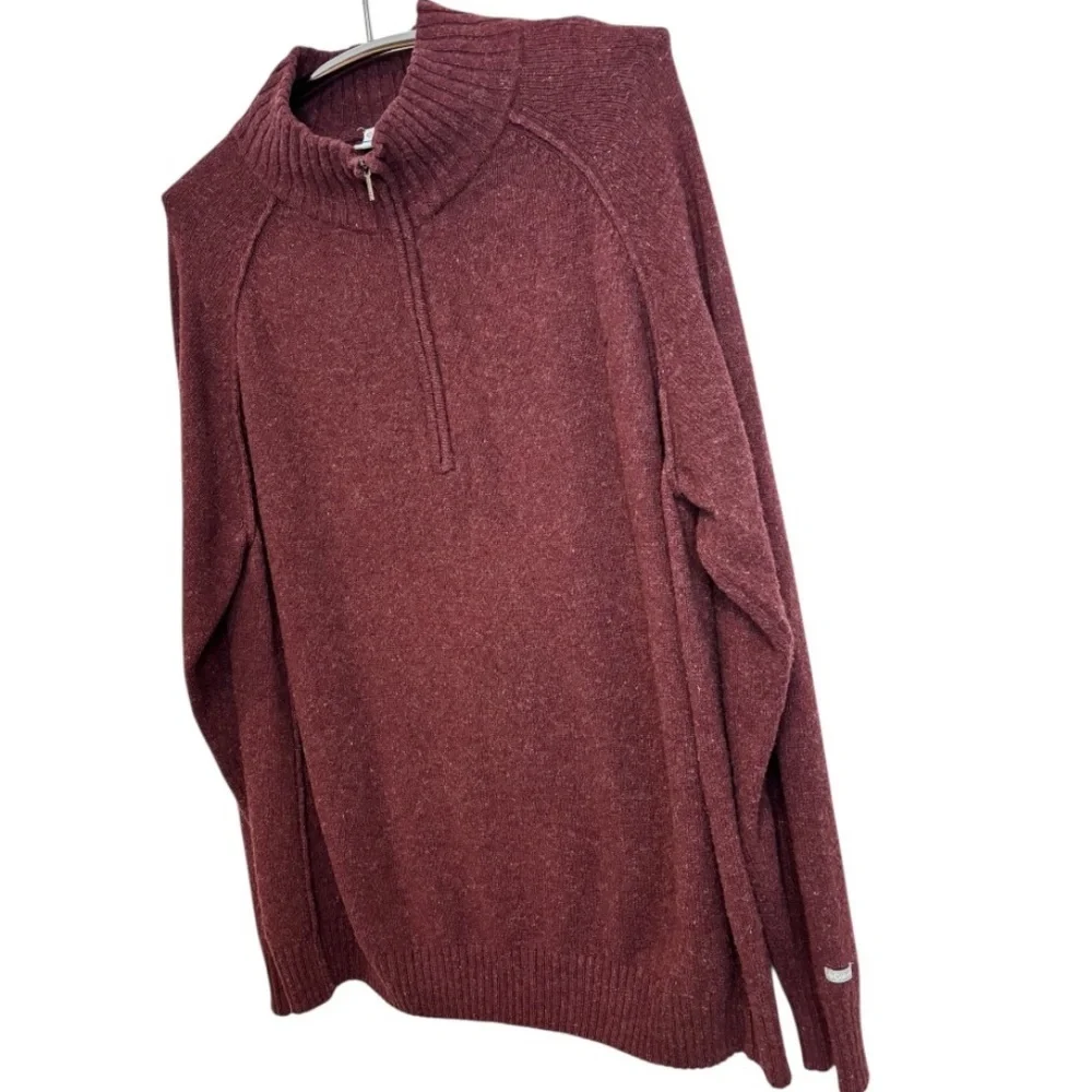 Columbia Men's Reddish Brown Quarter Zip Wool Blend Pullover Sweater Size XL